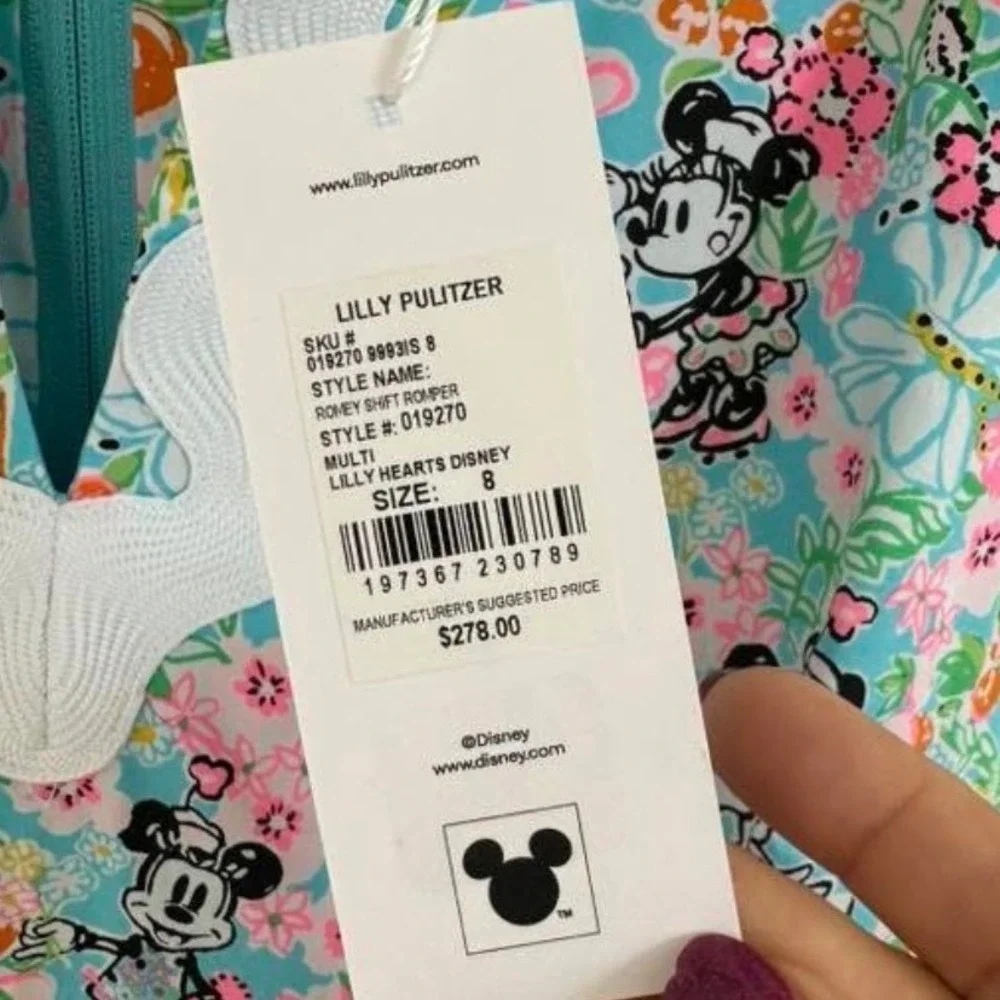 Lilly Pulitzer Disney Roney Shift Dress Lilly Hearts Disney Mickey Minnie NWT 8 - Picture 13 of 14